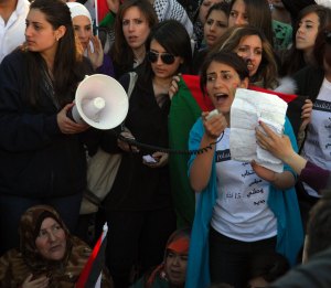 Manifestación por la unidad política en Ramallah (marzo 2011) (P. Lyden)