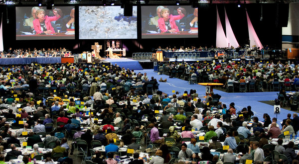 Asamblea de la Iglesia Presbiteriana de EEUU que votó desinvertir. Detroito, junio 2014.