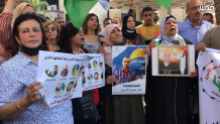 Concentración en apoyo a los presos en huelga de hambre, Nablus, 30/9/21 (QNN).