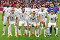 Selección palestina durante el partido con Marruecos en el estadio Al Janub de Al Wakrah, Catar. 1.12.21